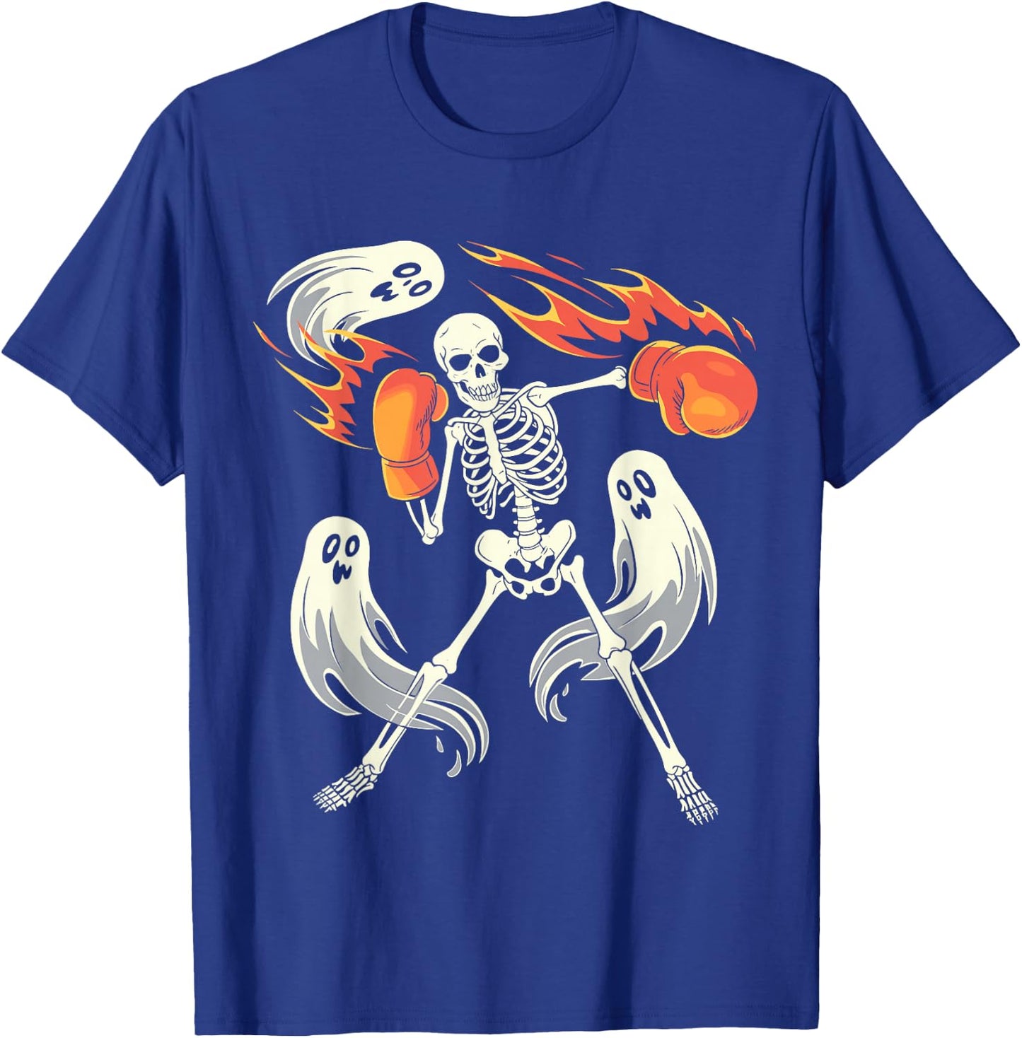 Funny Skeleton Boxing Lovers Spooky Halloween Boxer Ghosts T-Shirt - T-Shirt | Royal