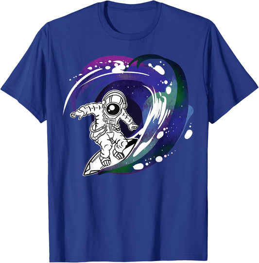 Outer Space Surfer Men's Surfing in Universe Galaxy T-Shirt - T-Shirt | Royal