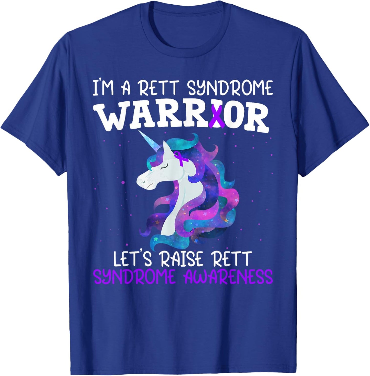Unicorn Rett Syndrome Warrior Gift Rett Syndrome Awareness T-Shirt - T-Shirt | Royal