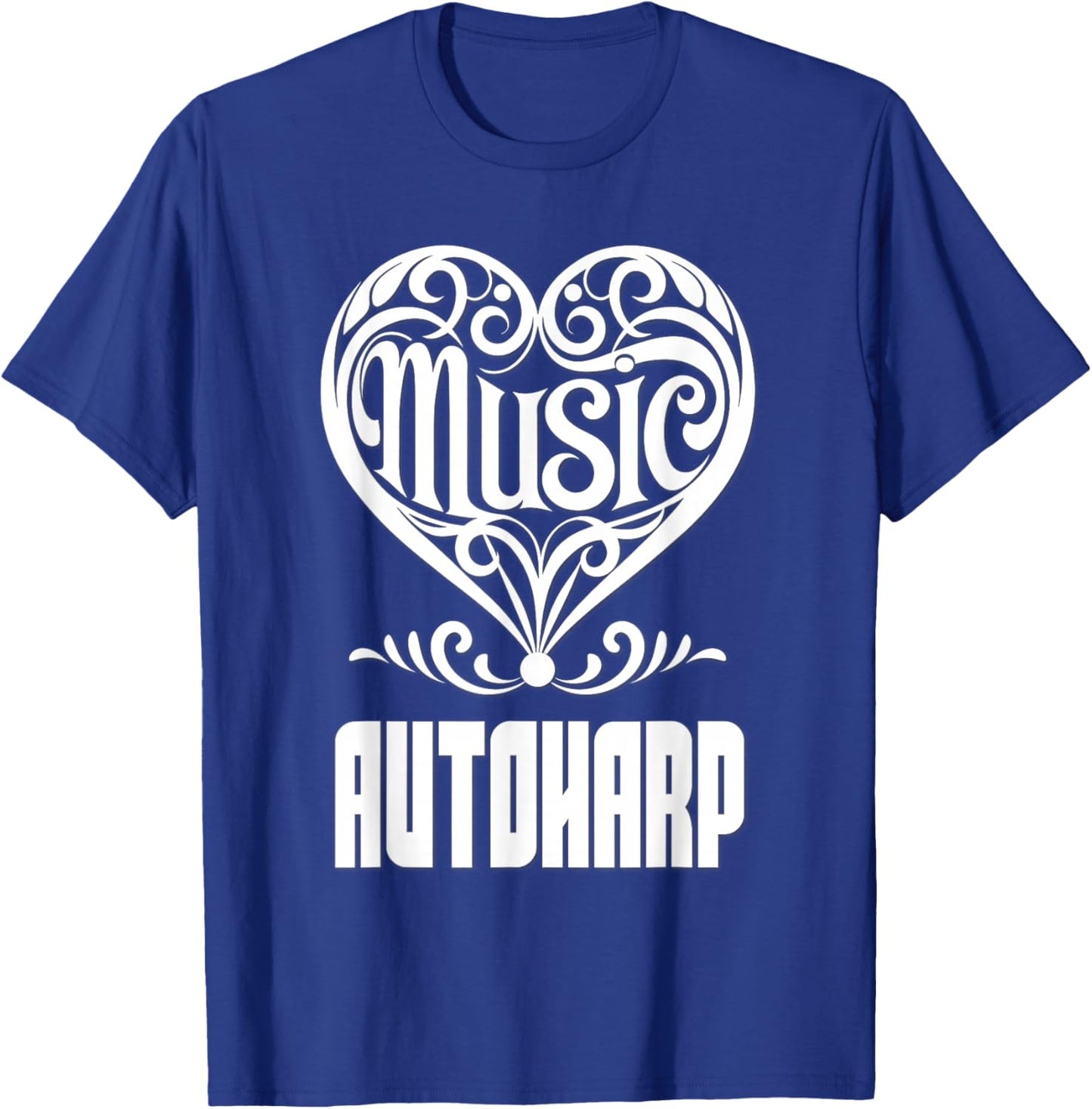 Music Lover Elegant Scrolled Heart for Autoharp Fans T-Shirt - T-Shirt | Royal