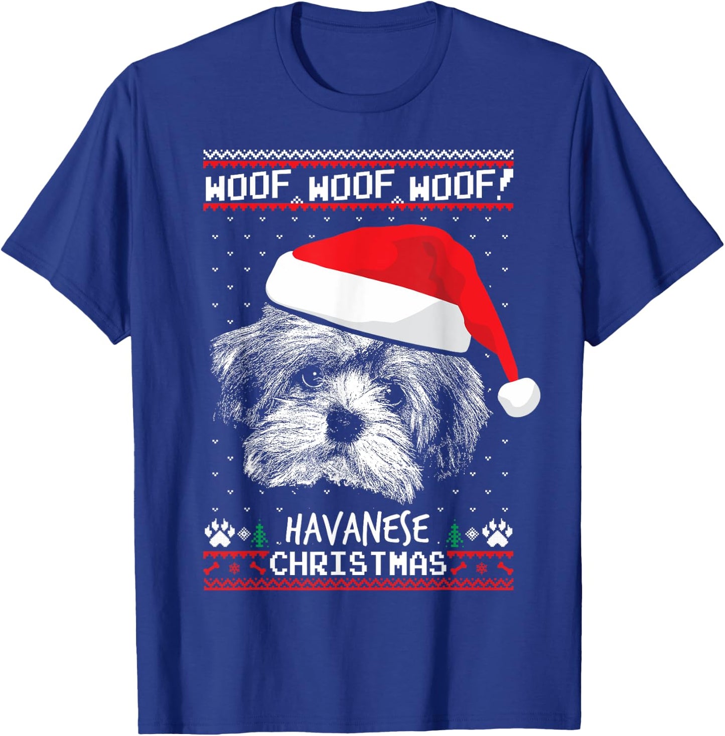 Woof Havanese Christmas Funny Xmas T-Shirt - T-Shirt | Royal