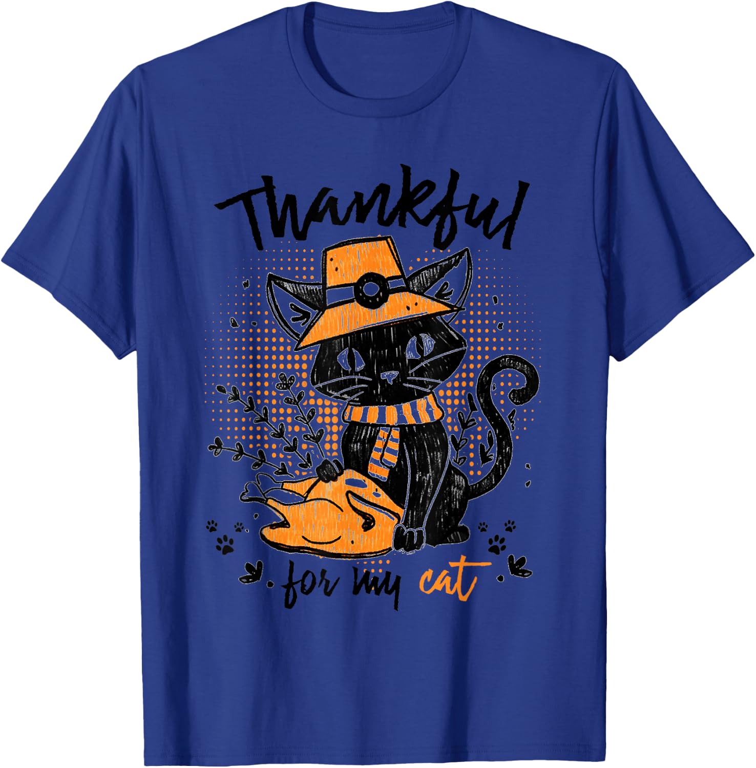 Thankful For My Cat Thanksgiving Cat Lover Gift T-Shirt - T-Shirt | Royal