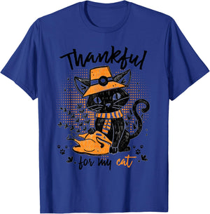 Thankful For My Cat Thanksgiving Cat Lover Gift T-Shirt - T-Shirt | Royal