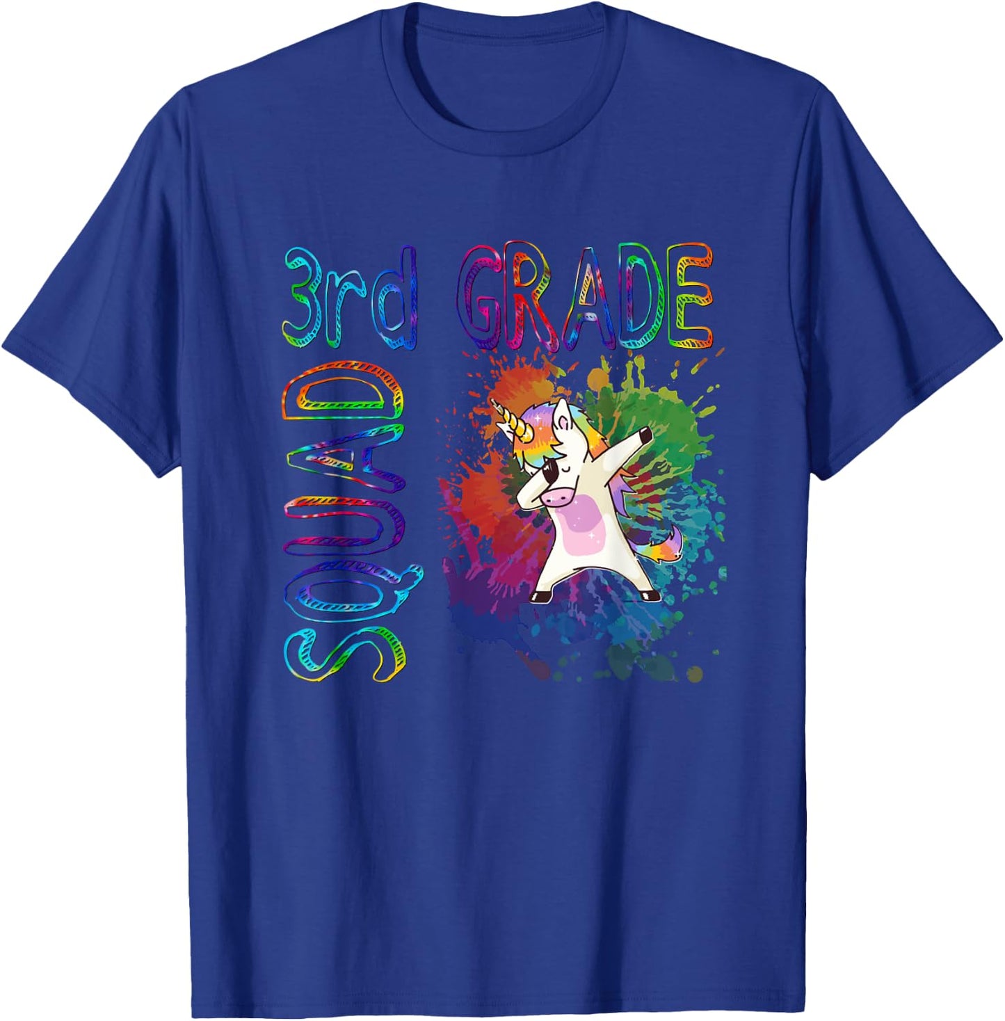 3rd Grade Squad Third Grade Dabbing Unicorn Tie Dye Design T-Shirt - T-Shirt | Royal