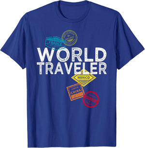 World Traveler Passport Stamp Gift Shirt T-Shirt - T-Shirt | Royal