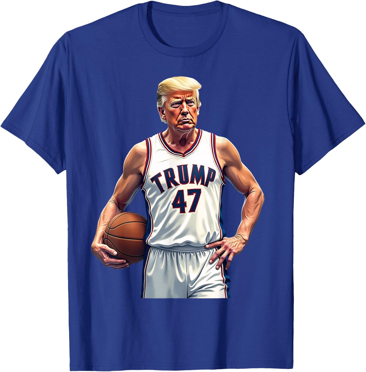 Funny Trump 47 Basketball Player Team Trump T-Shirt - T-Shirt | Royal