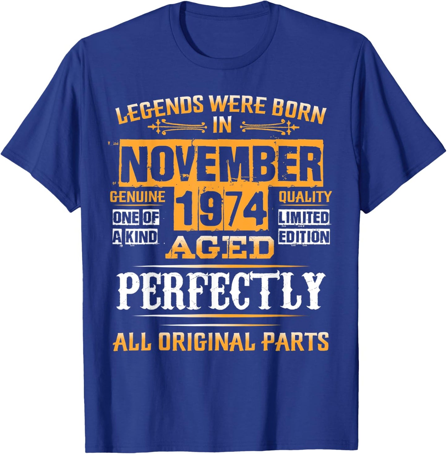 Vintage November Shirt 1974 Birthday Gift 45 Yrs Old D1 T-Shirt - T-Shirt | Royal