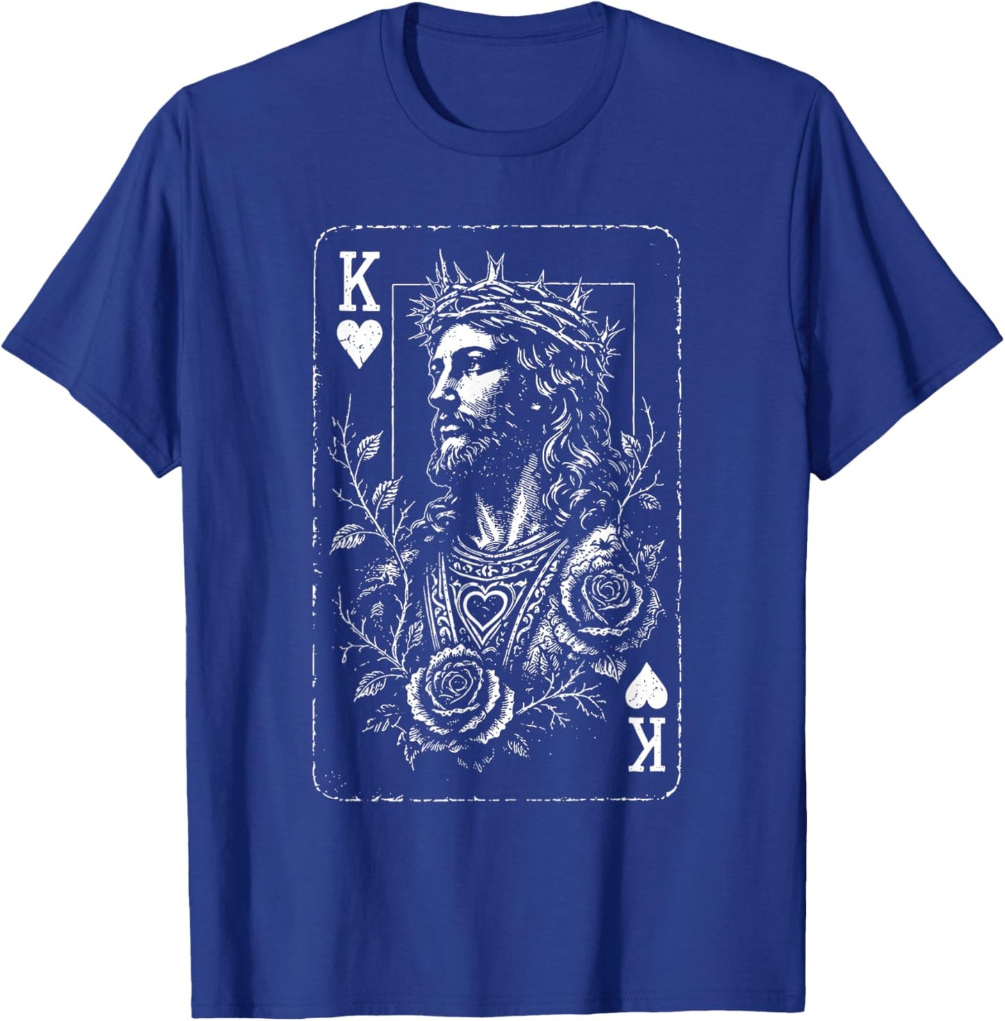 Vintage Jesus Christ King of Hearts Christian Playing Card T-Shirt - T-Shirt | Royal
