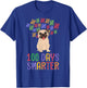 100 Days Smarter 100th Day of School Outfit Dog Lover Pug T-Shirt - T-Shirt | Royal
