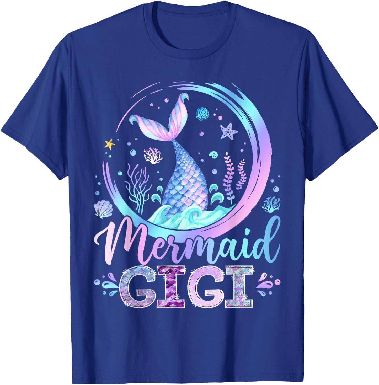 Mermaid Gigi Family Matching Girl Birthday Party T-Shirt - T-Shirt | Royal