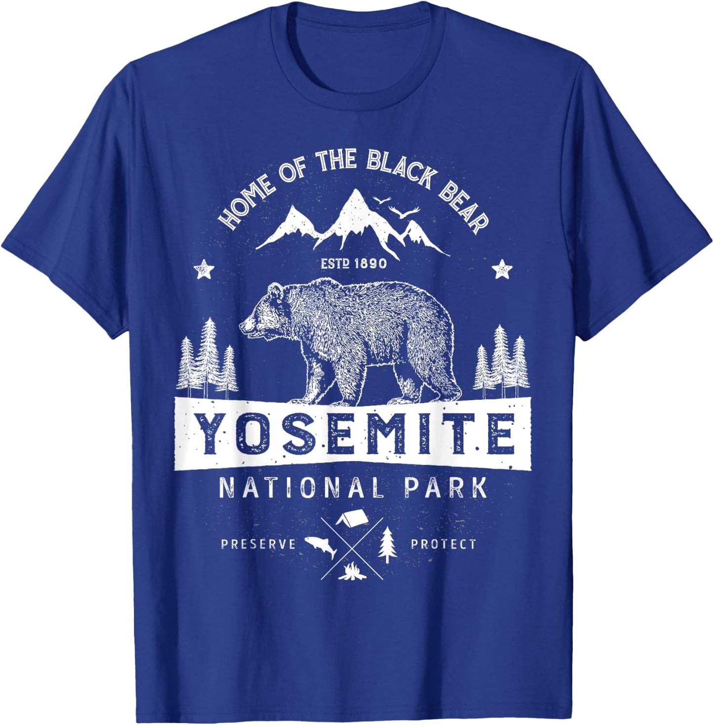 Yosemite National Park T shirt California Bear Vintage Gifts T-Shirt - T-Shirt | Royal