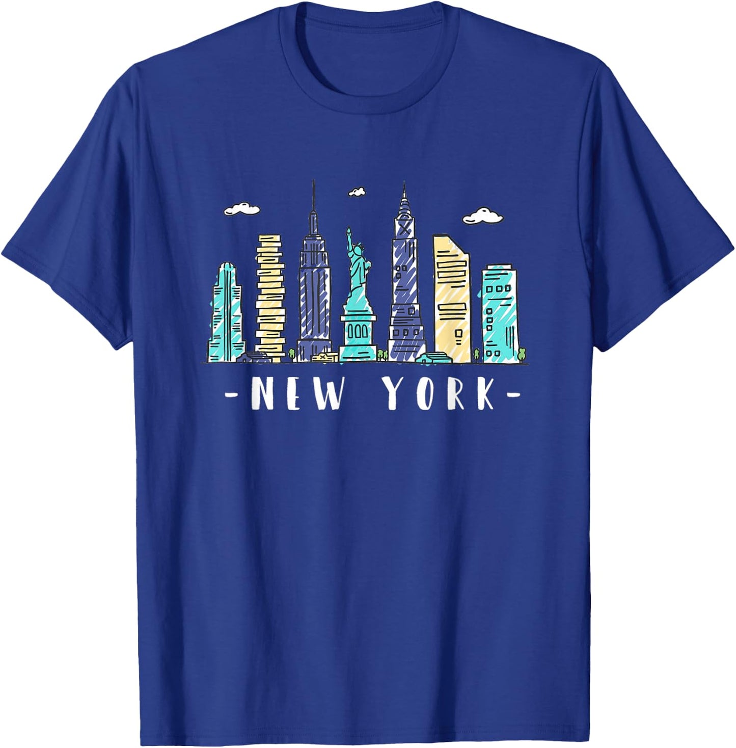 New York Skyline NYC NY City USA America Souvenir Gift T-Shirt - T-Shirt | Royal