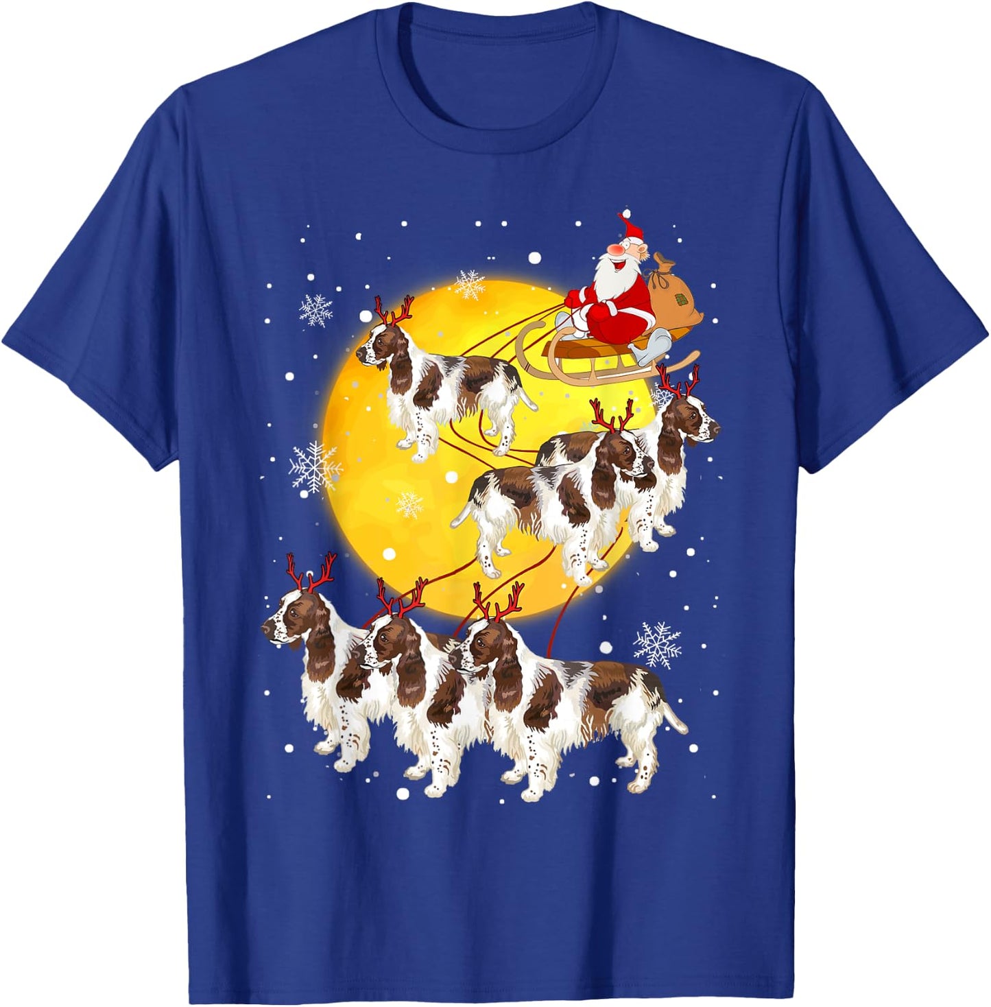 English Springer Spaniel Reindeer Christmas Dog Lover Gifts T-Shirt - T-Shirt | Royal