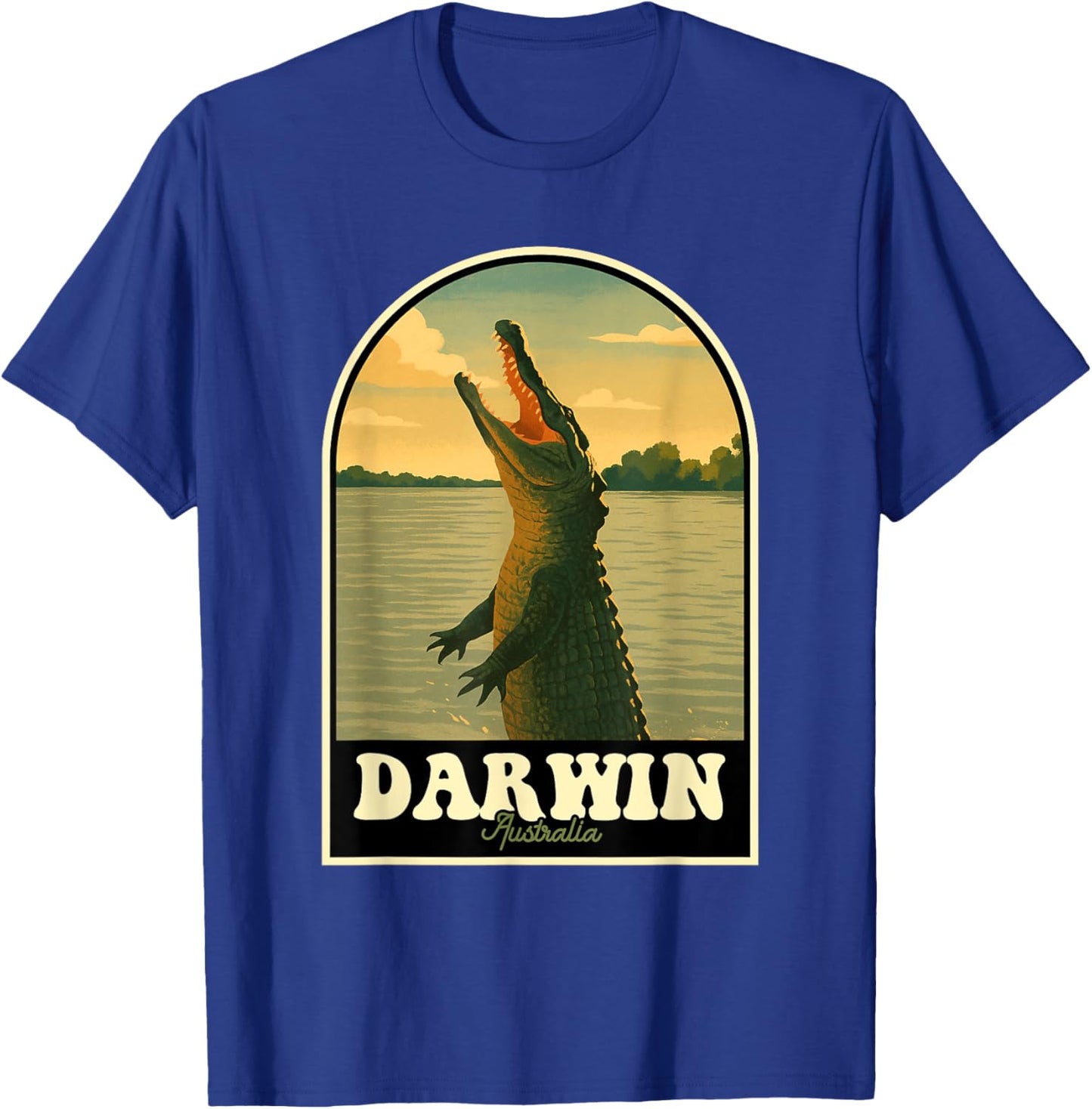 Darwin Australia Vintage Travel Design with Sunset and Natur T-Shirt - T-Shirt | Royal