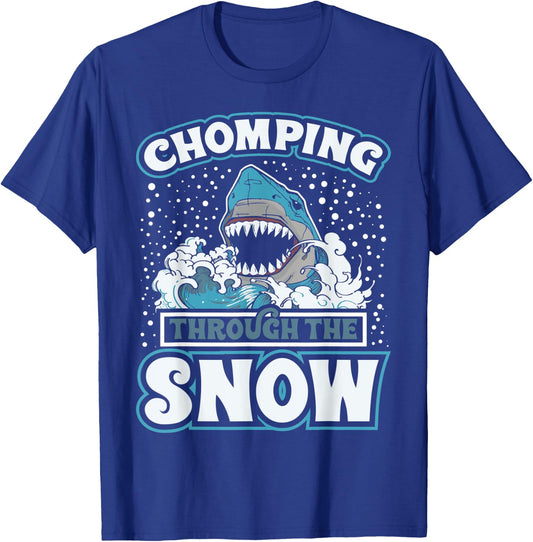 Shark Christmas Clothing Through The Snow Funny Sharkmas T-Shirt - T-Shirt | Royal