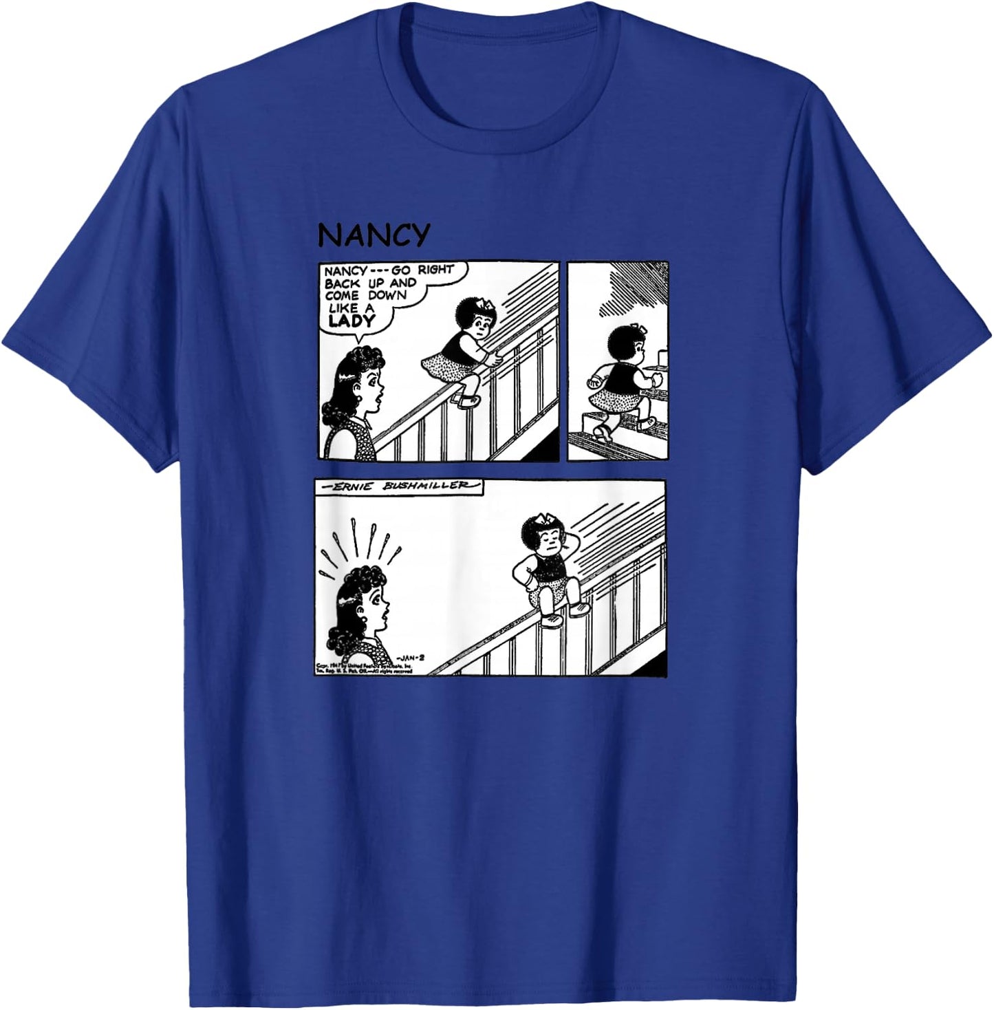 Nancy Slides Down Banister | Aunt Fritzi Scolds Vintage Top T-Shirt - T-Shirt | Royal