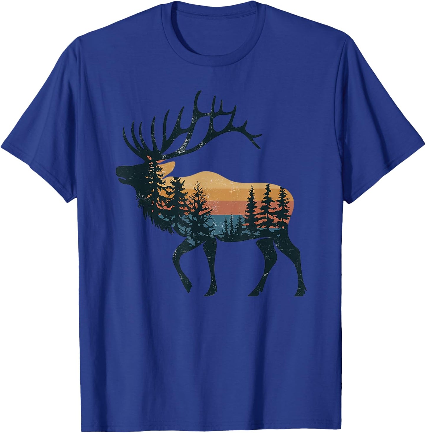 Elk Hunting Hiking Outdoor Camping Forest Men Women Elk T-Shirt - T-Shirt | Royal