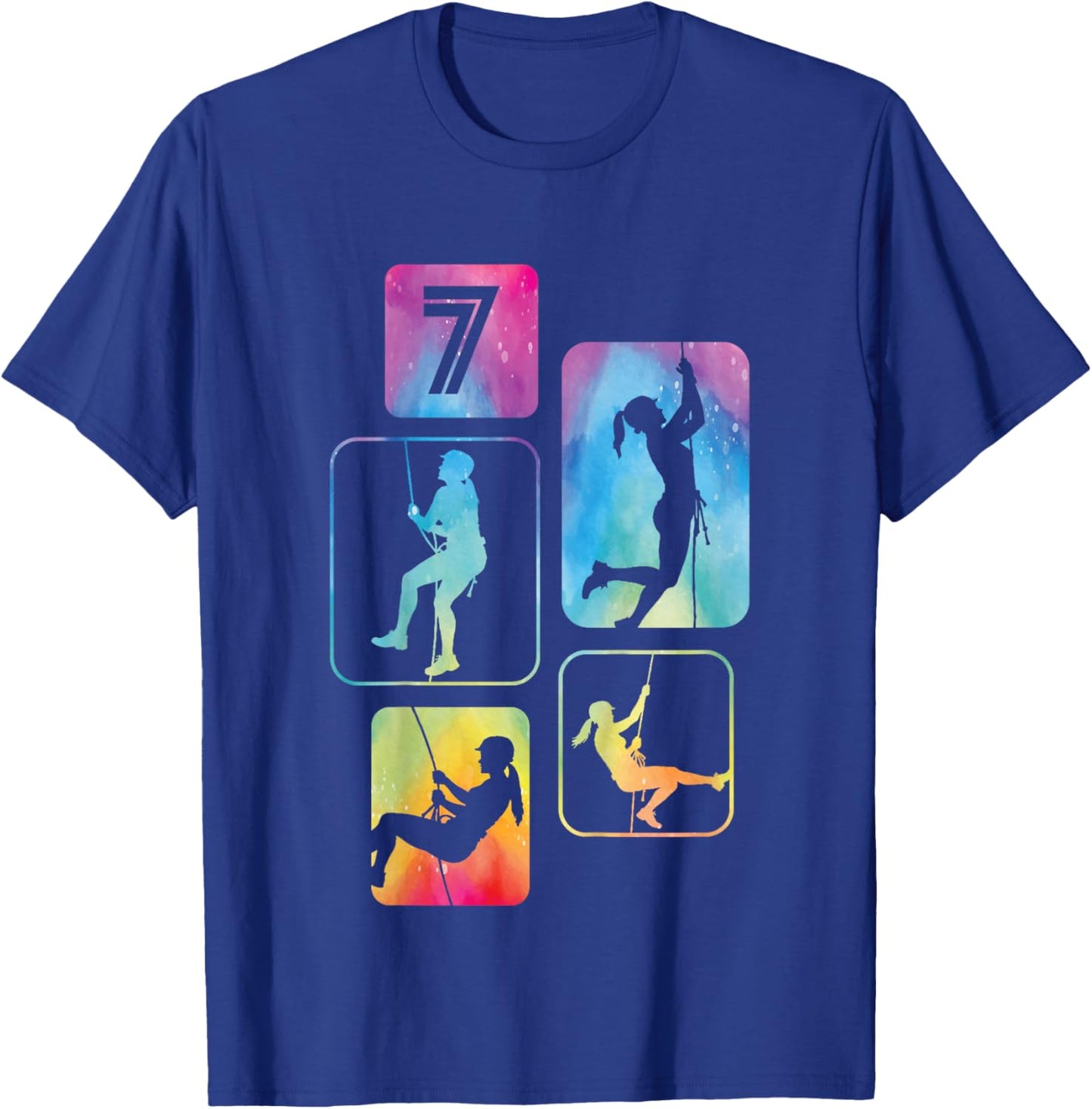 7th Birthday Climbing Rock Climber Bouldering 7 Years Old T-Shirt - T-Shirt | Royal