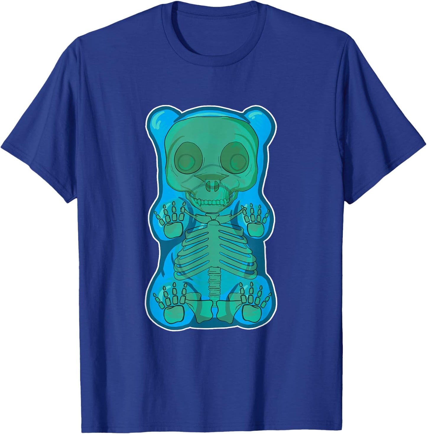 Classic Blue GUMMY BEAR Skeleton Anatomy halloween T-Shirt - T-Shirt | Royal