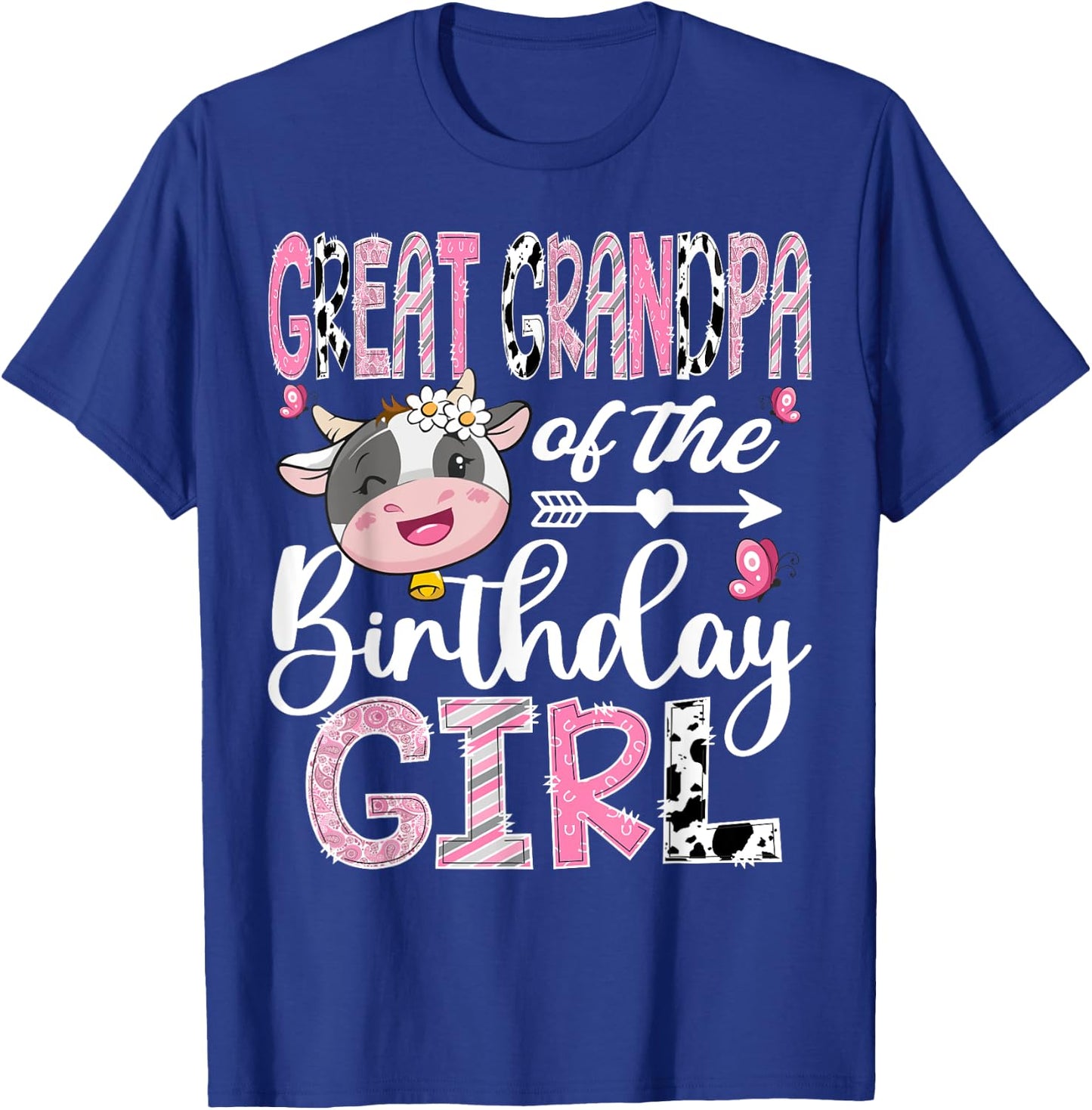 Great Grandpa Of The Birthday Girl Farm Cow 1St Birthday T-Shirt - T-Shirt | Royal