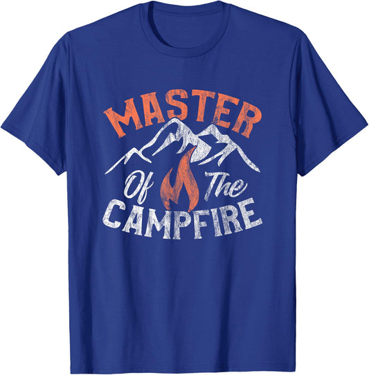 Funny Outdoor Camping Gifts Men Women Master of Campfire Small T-Shirt - T-Shirt | Royal
