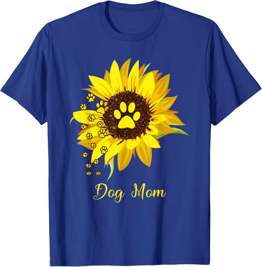 Dog Mom Sunflower Gift Love Dogs and Flowers Women T-Shirt - T-Shirt | Royal