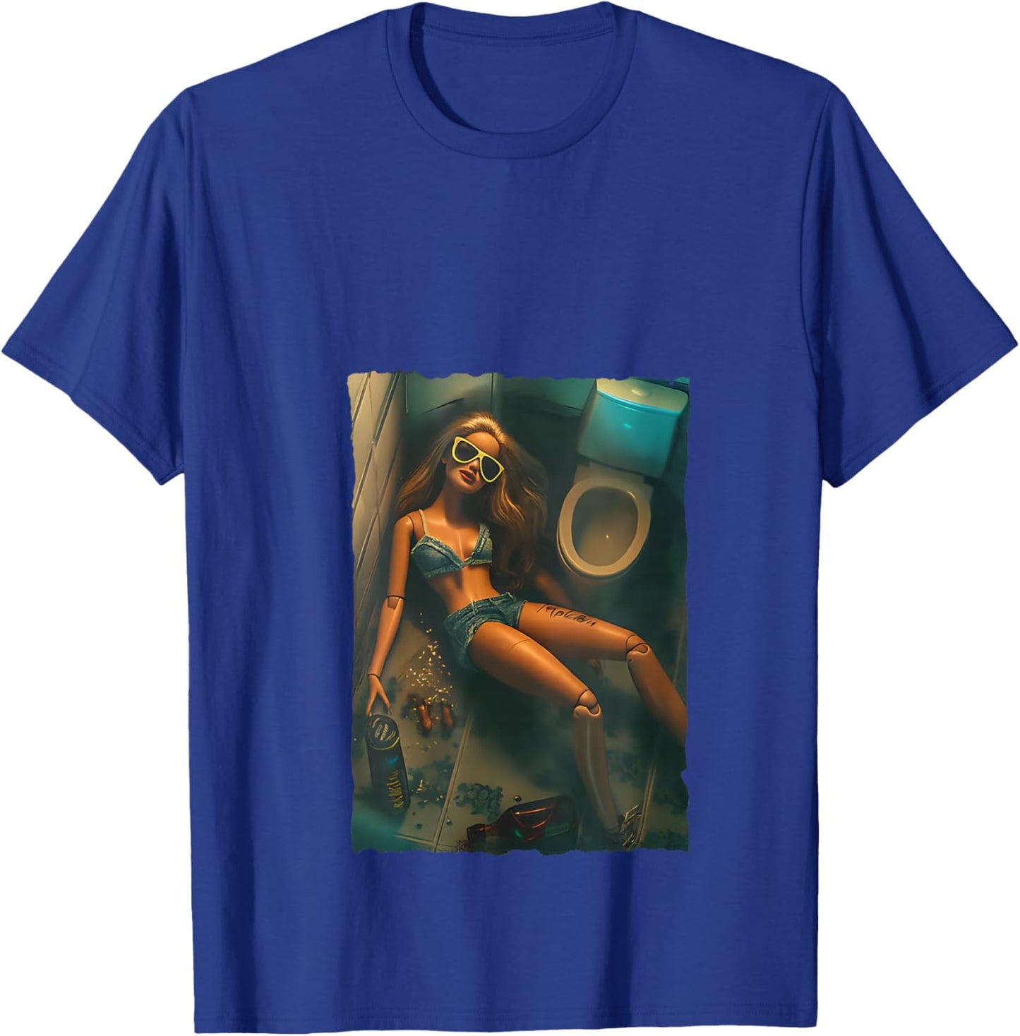 Women's Funny Disgusting Doll face Drinking Meme V-Neck T-Shirt - T-Shirt | Royal