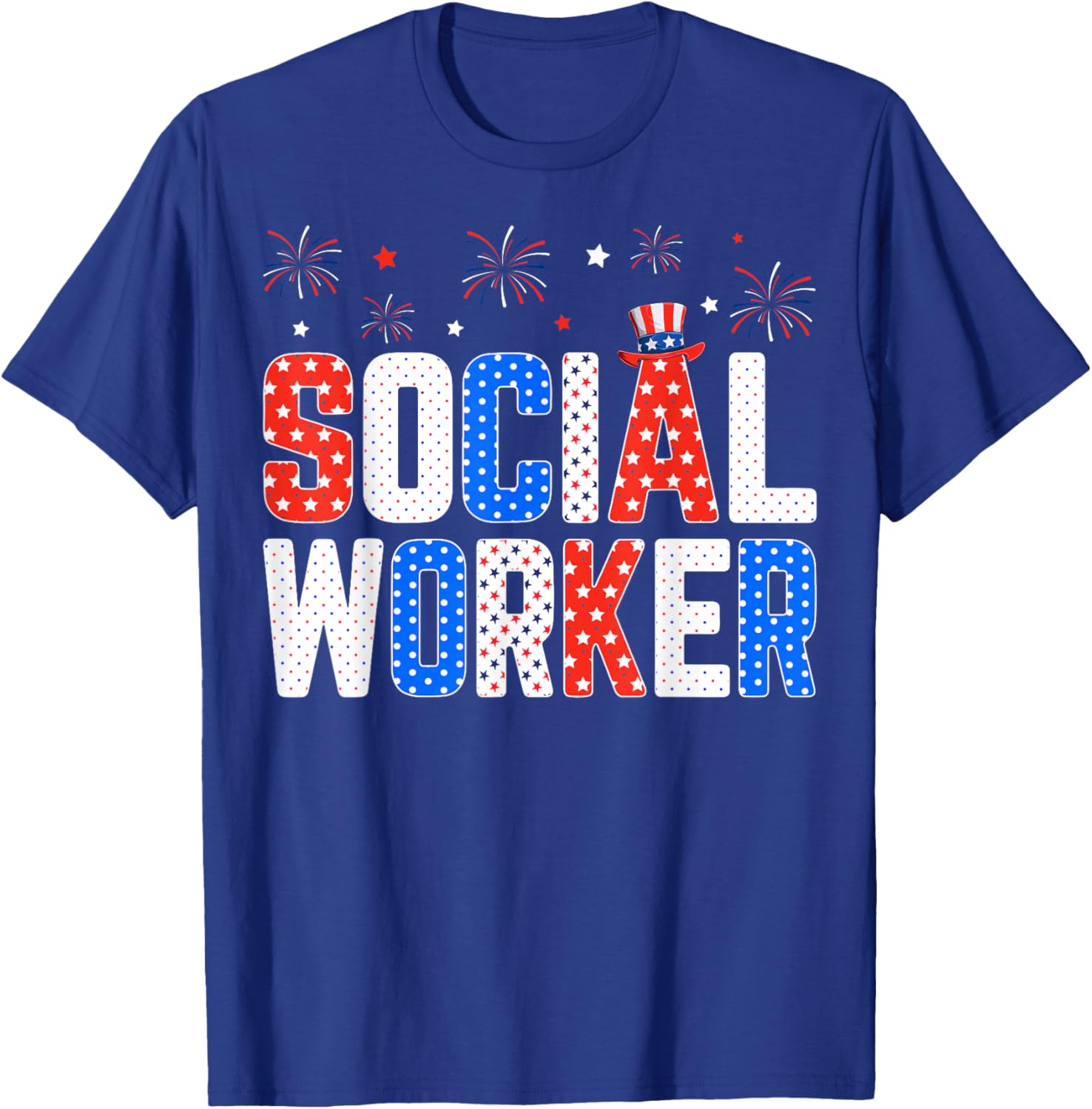 4th of July USA Patriotic Social Worker T-Shirt - T-Shirt | Royal