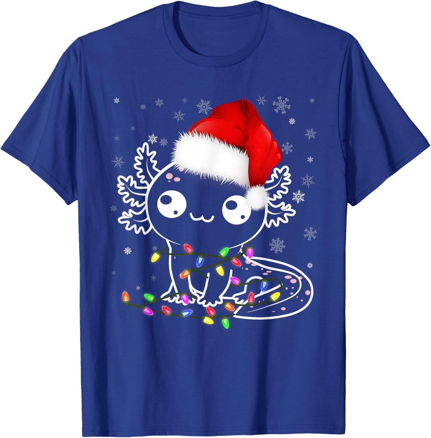 Axolotl Xmas Hat Santa Tree Cute Funny Christmas Pajama T-Shirt - T-Shirt | Royal
