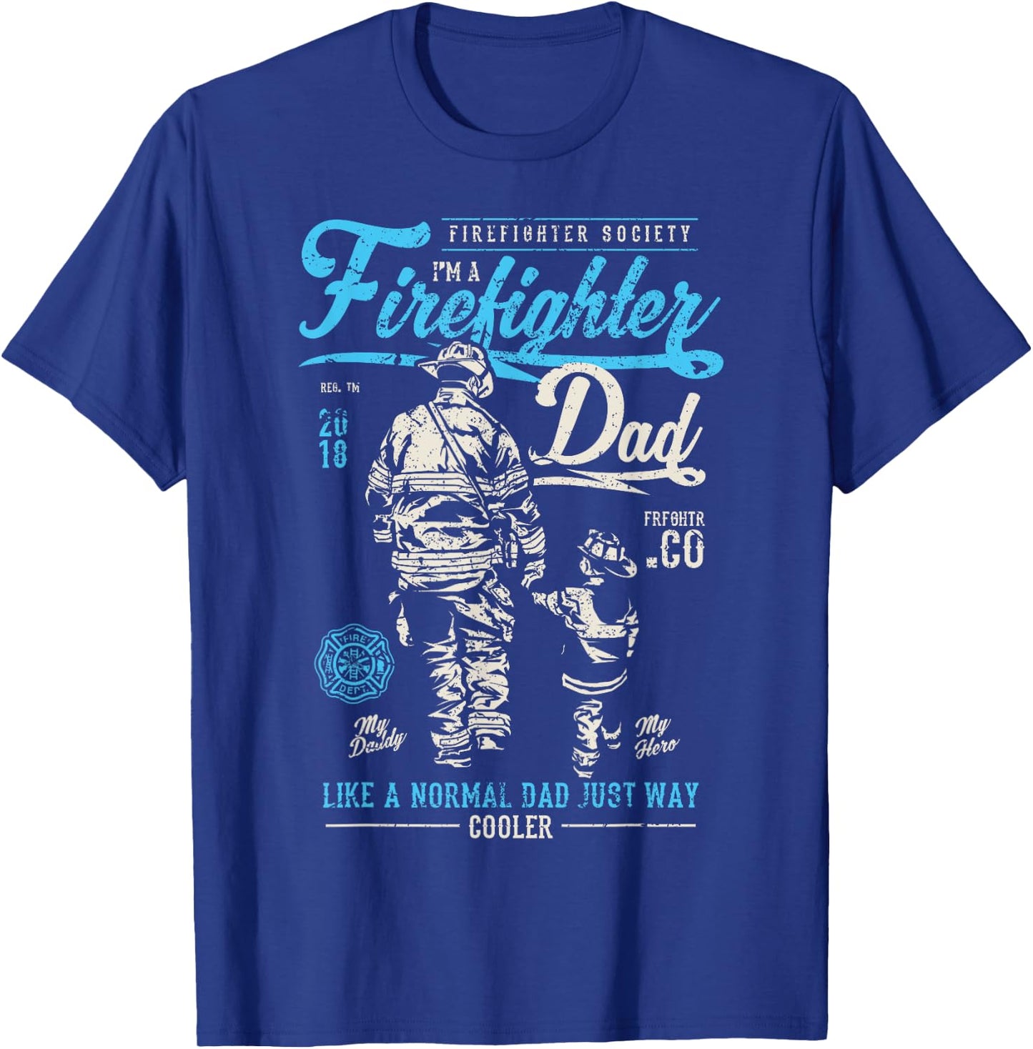 Firefighter Father's Day Retro Dad Xmas Gifts T-Shirt - T-Shirt | Royal