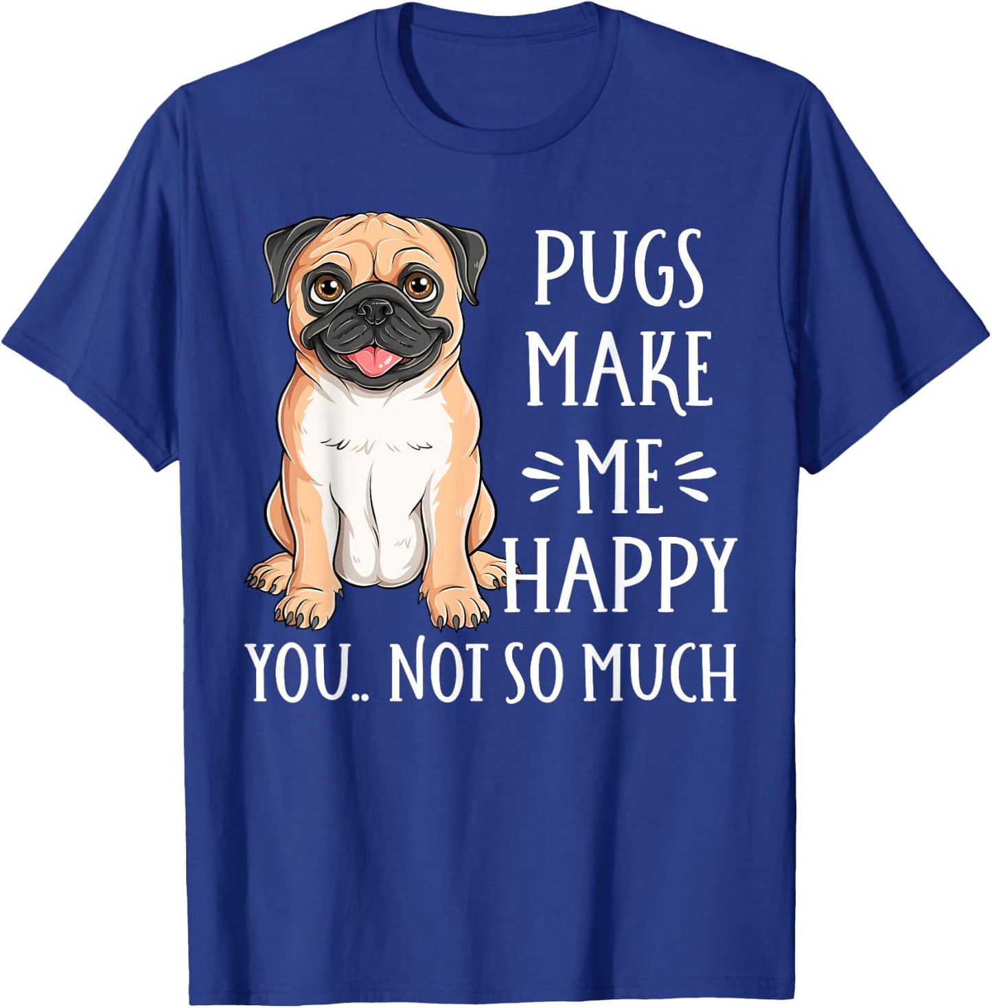 Adults Kids Funny Pug Puppy Dog Lover Black Cartoon Short Sleeve T-Shirt - T-Shirt | Royal