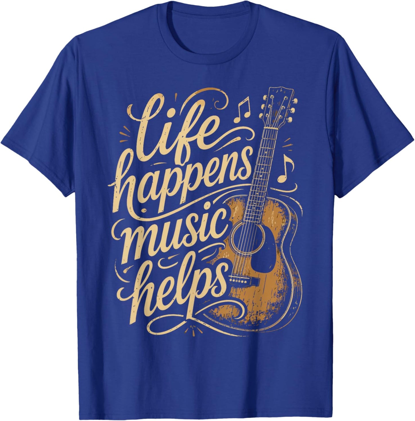 Life Happens Music Helps T-Shirt - T-Shirt | Royal