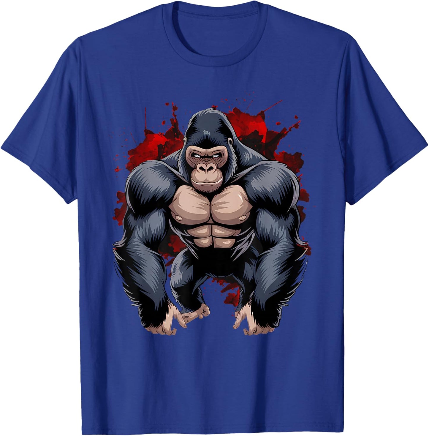 Gorilla Face Angry Growling Scary Silverback Gorilla T-Shirt - T-Shirt | Royal