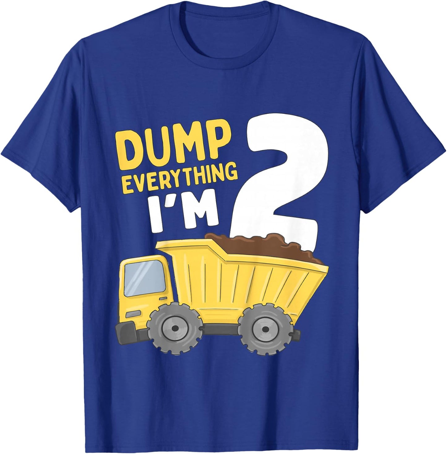 Kids Construction Truck 2nd Birthday Boy 2 Two Year Old T-Shirt - T-Shirt | Royal