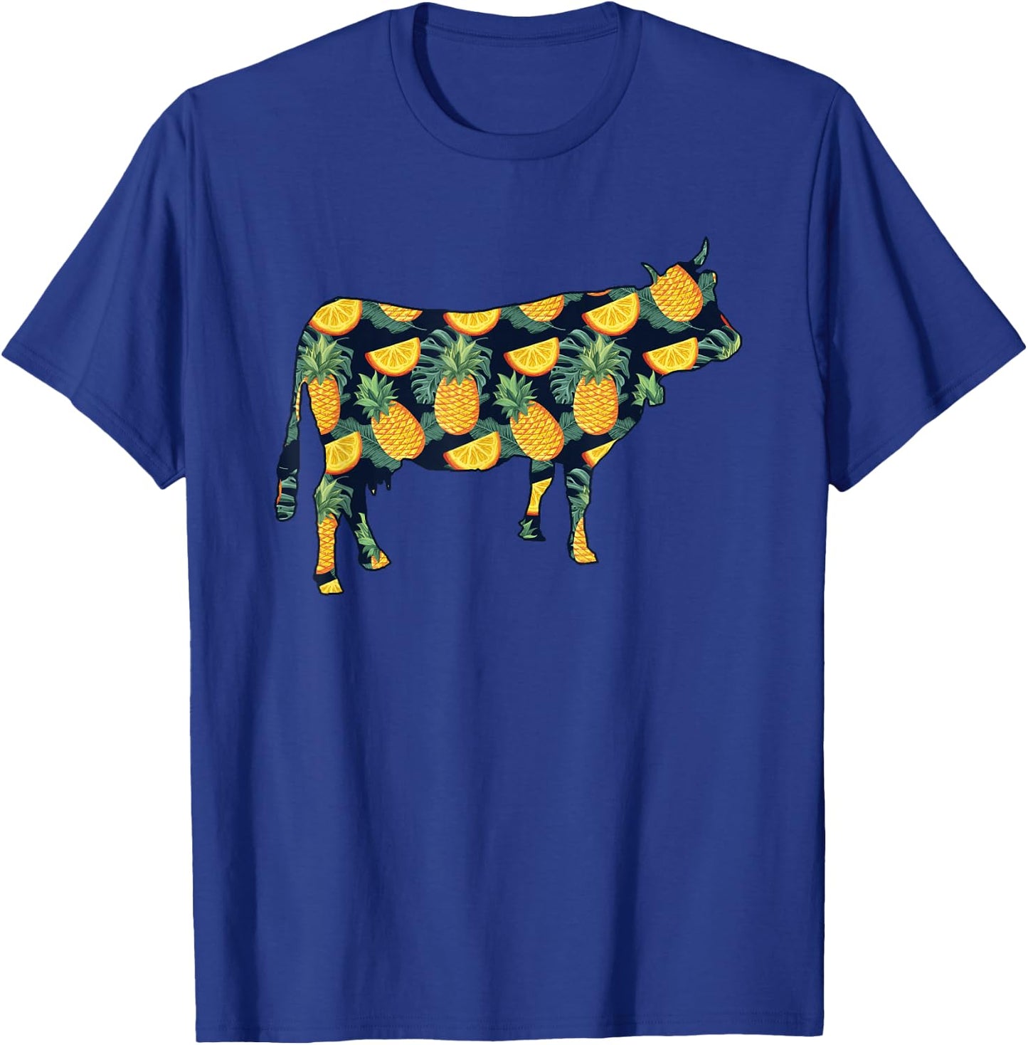 Pineapple Hawaiian Cow Women Men Print Heifer Farm Girl Gift T-Shirt - T-Shirt | Royal