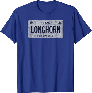 Funny TX State Vanity License Plate LONGHORN T-Shirt - T-Shirt | Royal