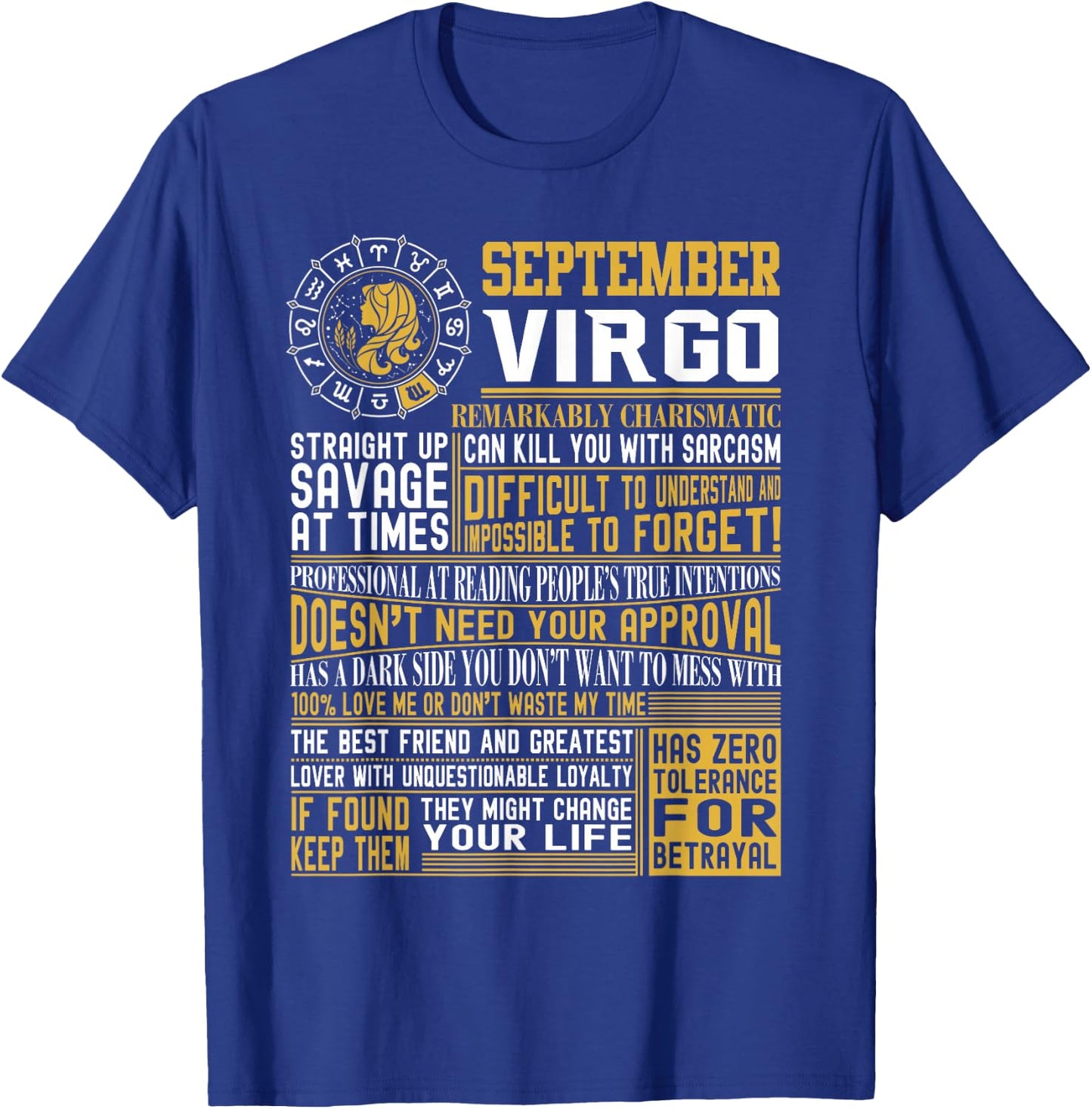 Best Born in September Virgo Facts Shirts for T-Shirt - T-Shirt | Royal