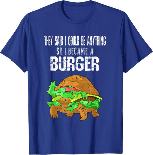 Turtle Burger Funny Apparel T-Shirt - T-Shirt | Royal