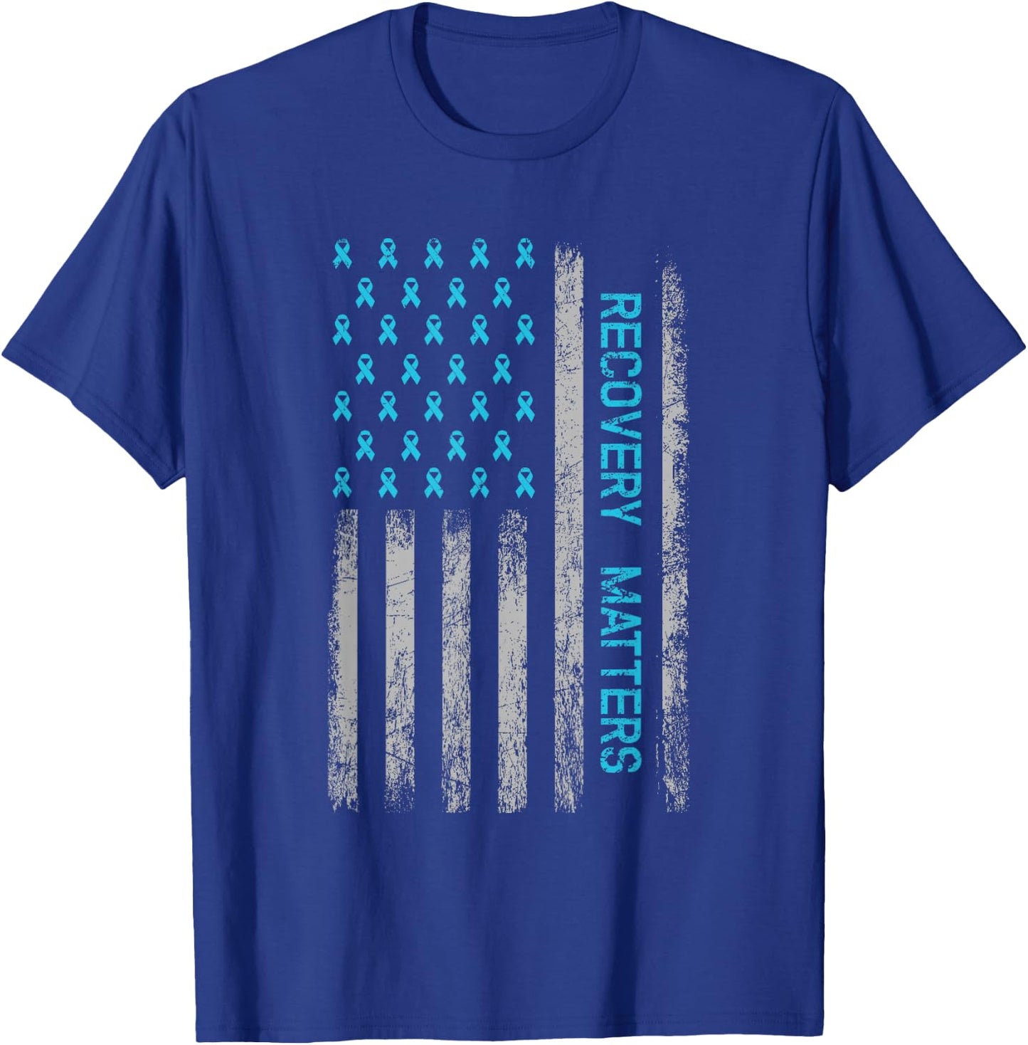 Drug Alcohol Addiction Recovery Warrior - American Flag Small T-Shirt - T-Shirt | Royal