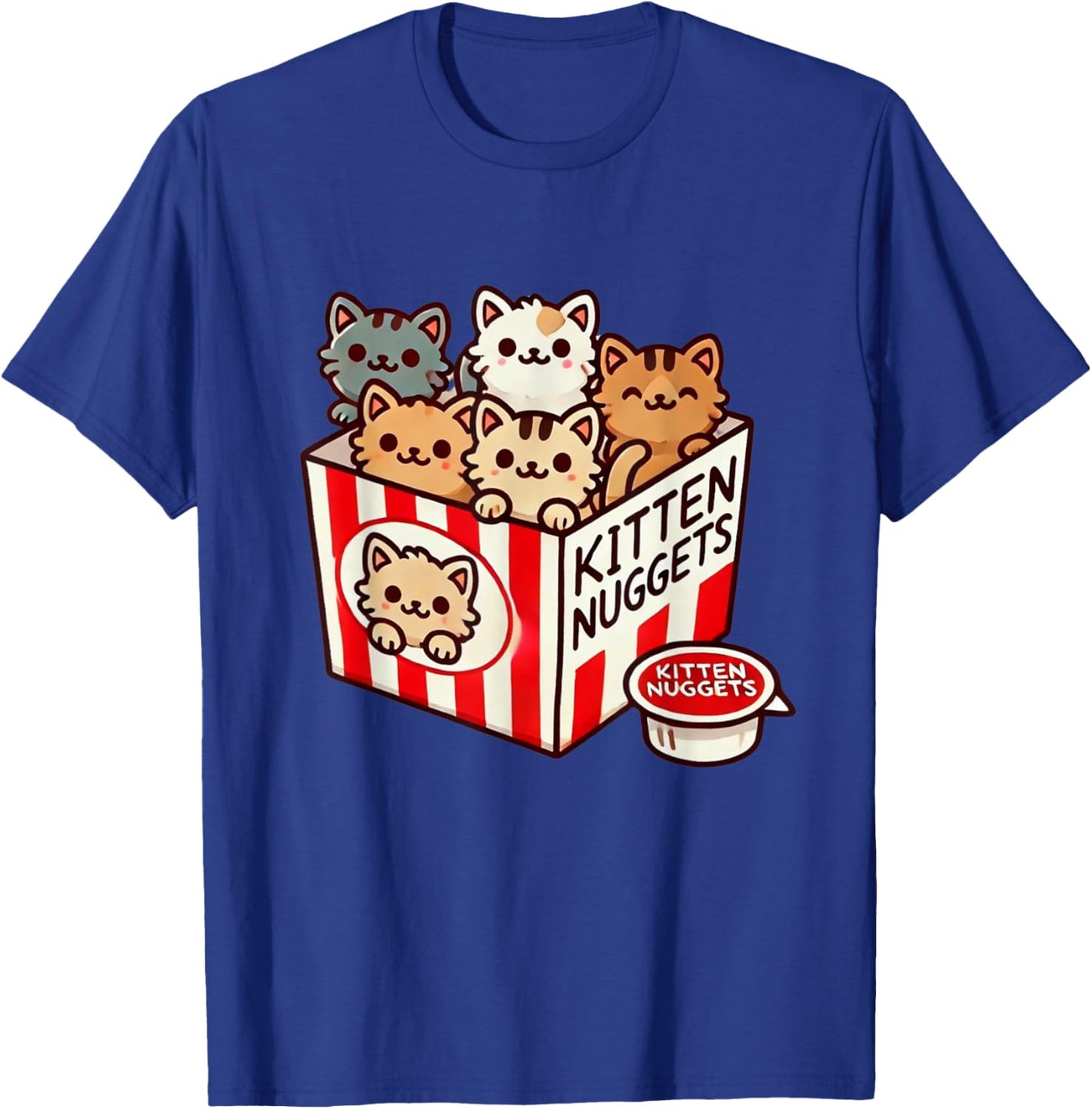 Kitten Nuggets Funny Cute Food Pun Cat Lover Chicken Nuggets Men Women Girls Kids T-Shirt - T-Shirt | Royal