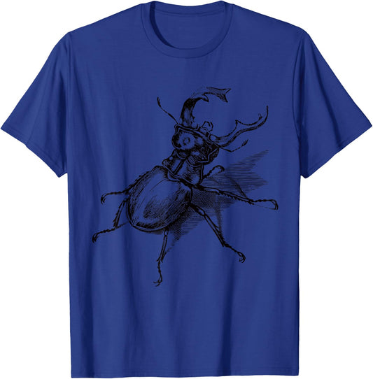Vintage retro stag beetle scientific illustration entomology T-Shirt - T-Shirt | Royal