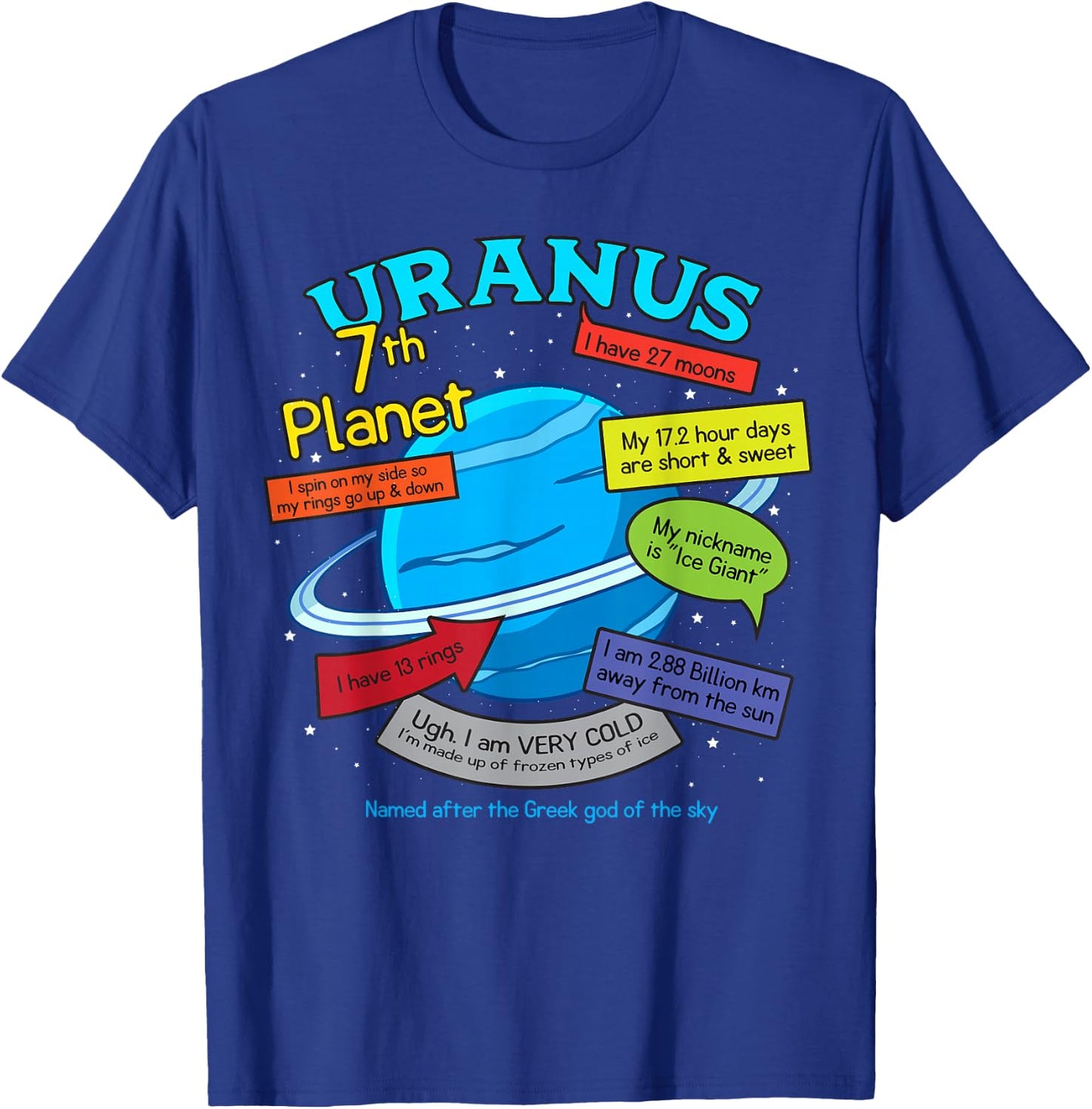 Teaching, learning, about space - Uranus, plan T-Shirt - T-Shirt | Royal