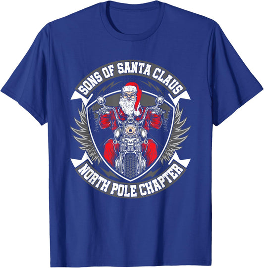 Christmas Biker Shirt Sons Of Santa North Pole Chapter T-Shirt - T-Shirt | Royal