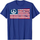 Distressed American USA Flag with Peace Sign T-Shirt - T-Shirt | Royal