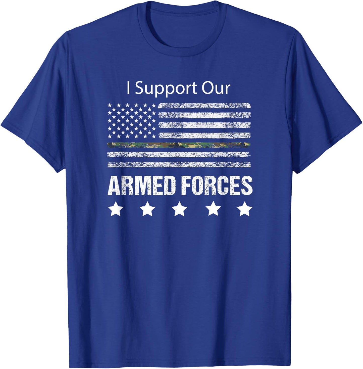 Military Appreciation Shirt Support Armed Forces USA Flag T-Shirt - T-Shirt | Royal