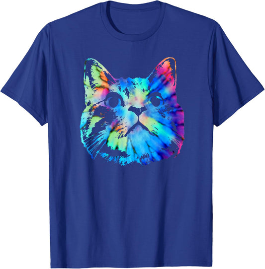 Tie Dye Cat Shirt | Colorful Tye Dye Kitten T-Shirt - T-Shirt | Royal