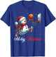 Snowman Basketball Merry Christmas Snow Boys Girls Kids T-Shirt - T-Shirt | Royal
