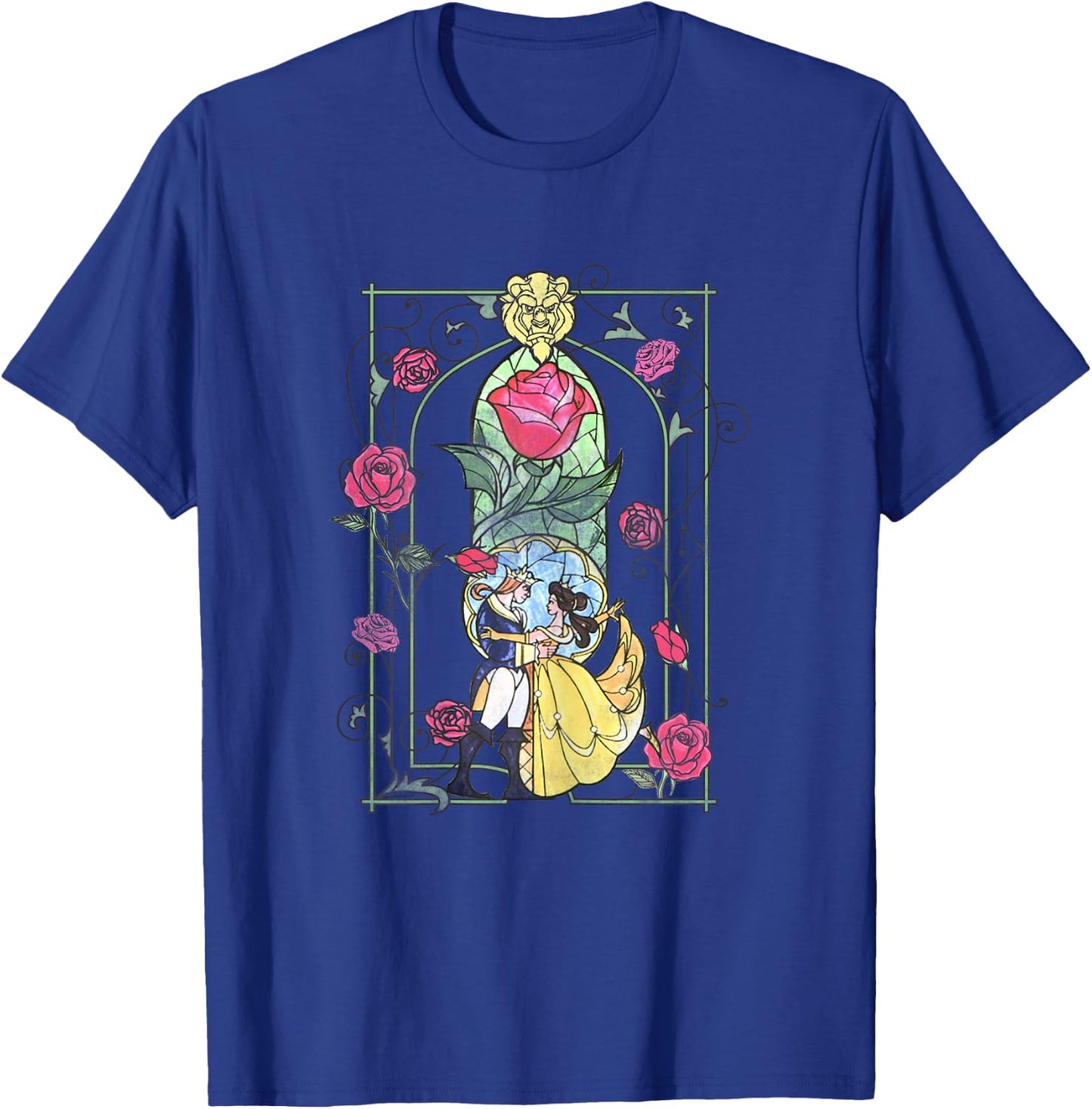 Disney Beauty And The Beast Stained Glass Graphic T-Shirt - T-Shirt | Royal
