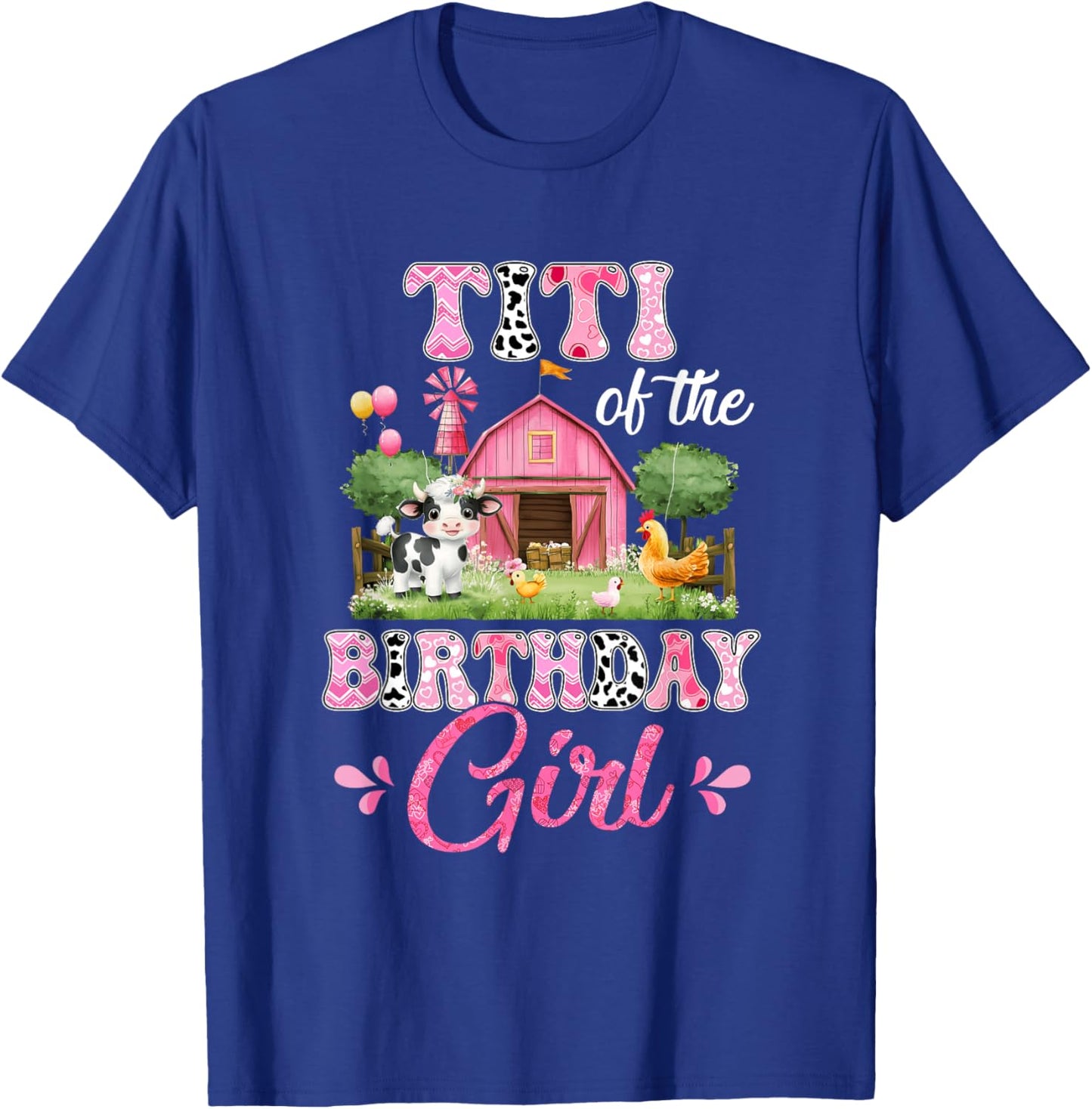 Titi Of The Birthday Girl 1St Birthday Cow Farm Family T-Shirt - T-Shirt | Royal