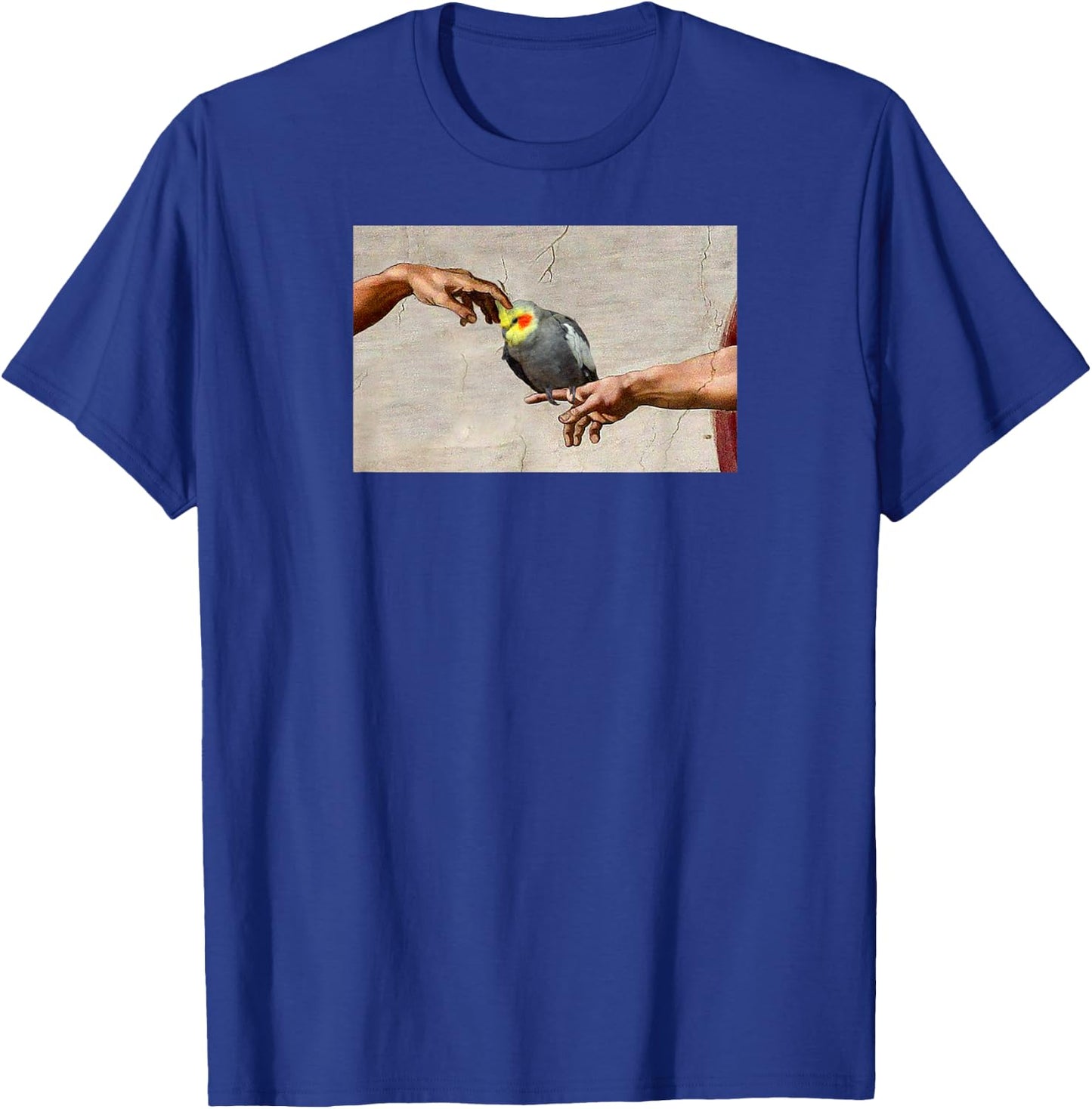 Funny Scritching a Birb, Parrot Art, Michelangelo Cockatiel T-Shirt - T-Shirt | Royal